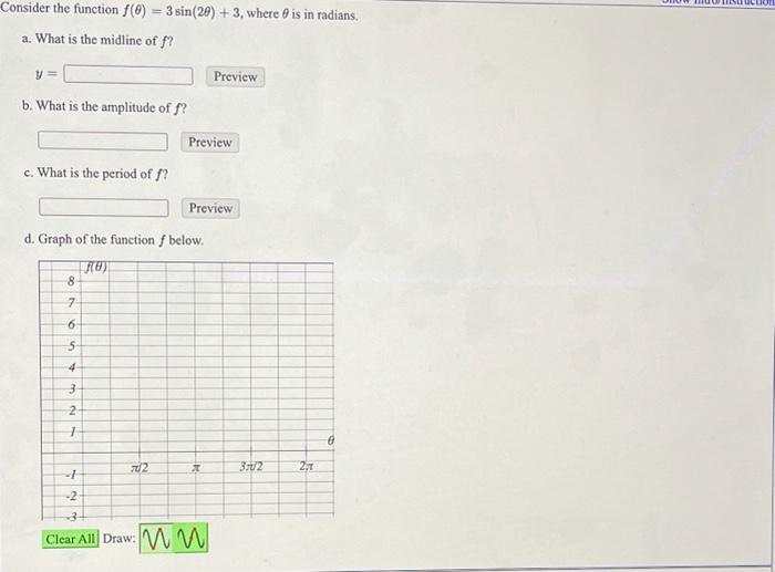 Solved y = Consider the function f(0) = 3 sin(26) +3, where | Chegg.com
