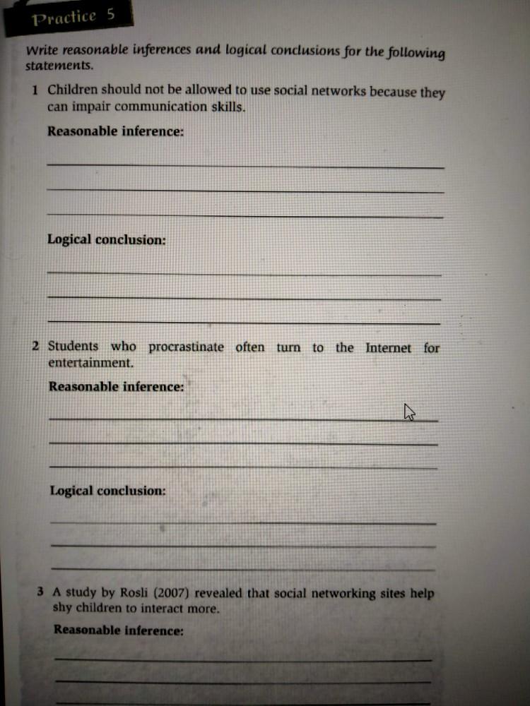 Solved Practice 5 Write reasonable inferences and logical | Chegg.com