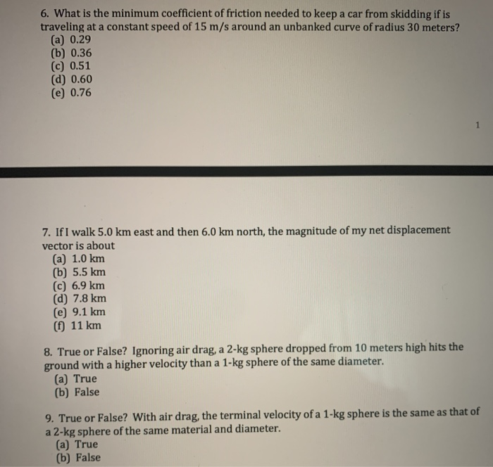 Solved 6. What is the minimum coefficient of friction needed | Chegg.com