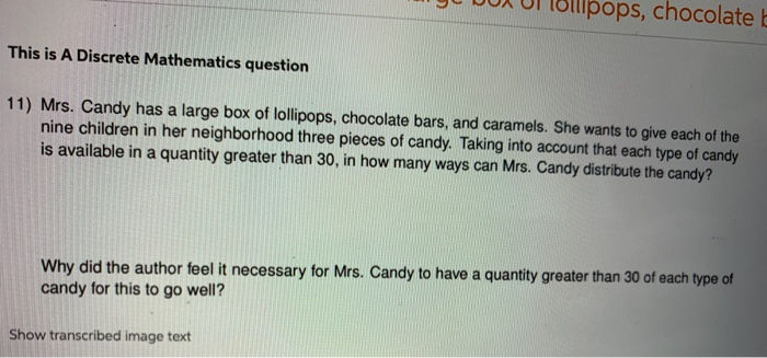 Solved Olipops Chocolate B This Is A Discrete Mathematic