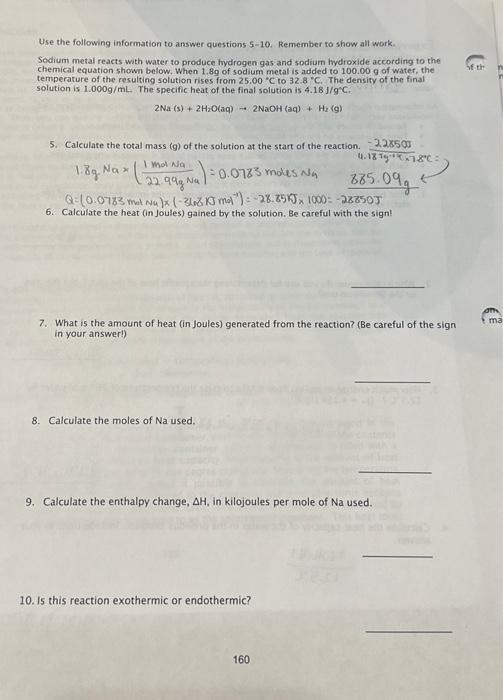Solved Use the following information to answer questions | Chegg.com