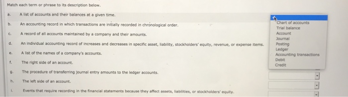 Solved Match each term or phrase to its description below. | Chegg.com