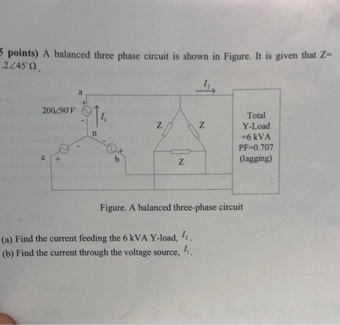 Solved points) A balanced three phase circuit is shown in | Chegg.com
