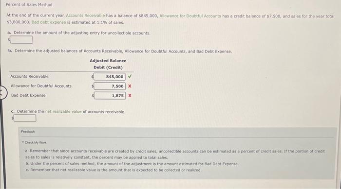 Solved At the end of the current year, Accounts Receivable | Chegg.com
