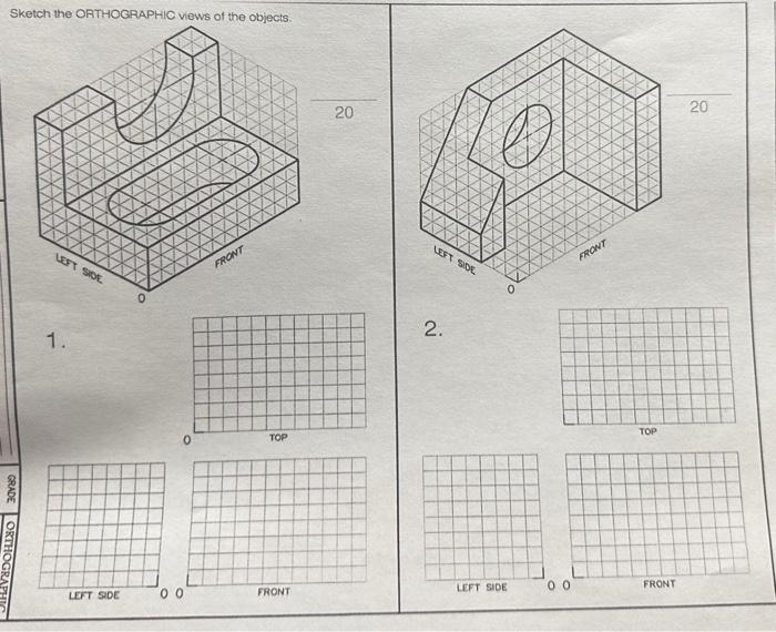 Solved SHOWN TO THE RIGHT ARE MULTIVIEW DRAWINGS OF FOUR | Chegg.com