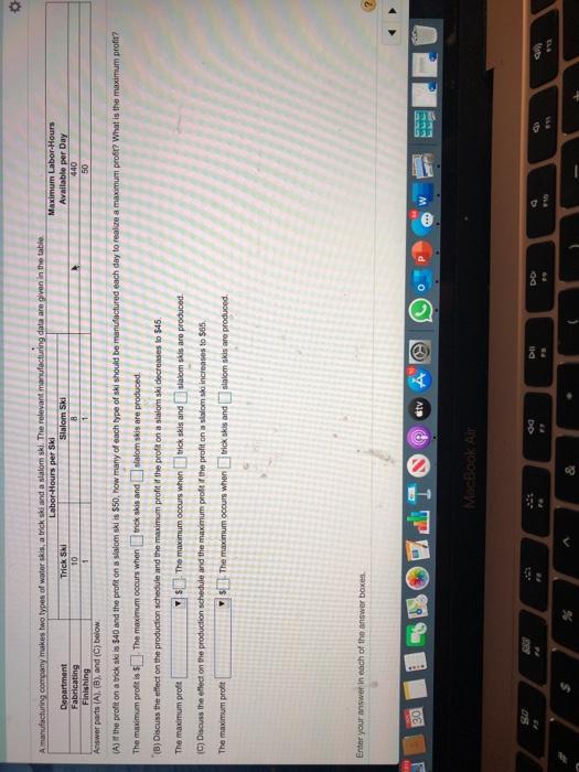 Solved Amanufacturing company makes two types of water skis,