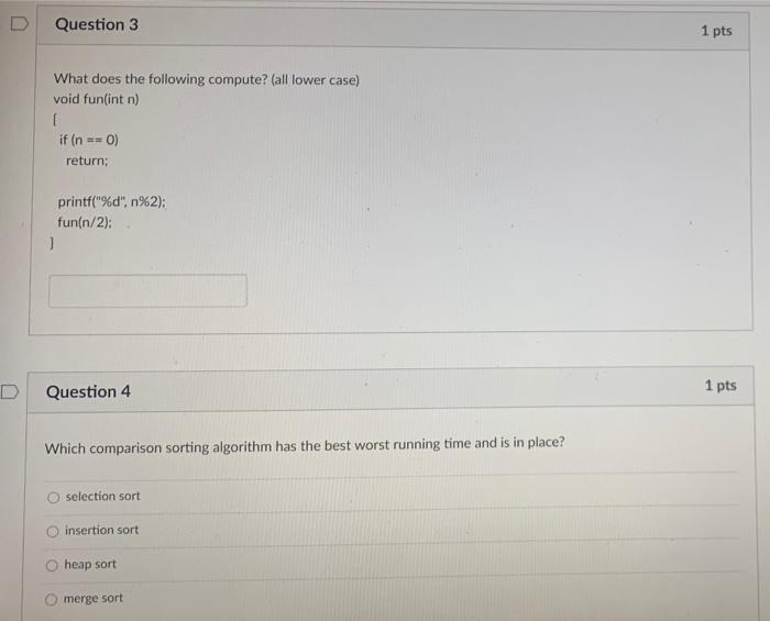 Solved Question 3 1 pts What does the following compute? | Chegg.com