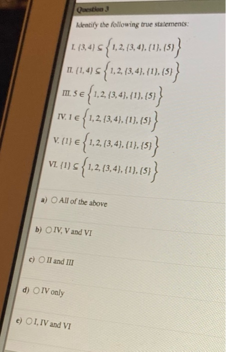 Solved Question Identify the following true statements: | Chegg.com