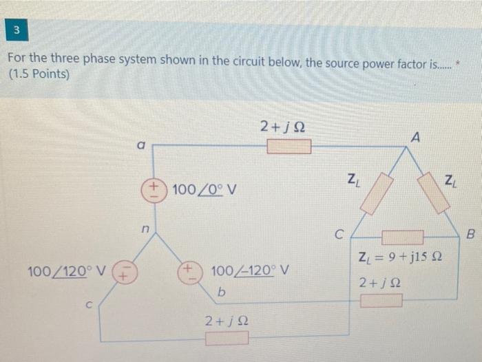 Solved 3 M For the three phase system shown in the circuit | Chegg.com
