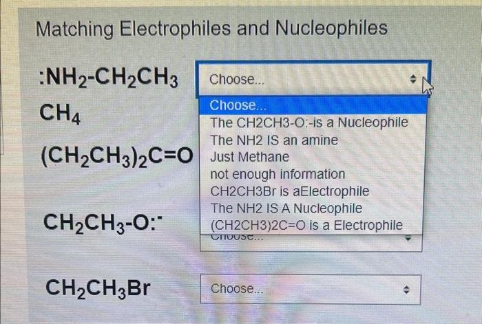 Solved Matching Electrophiles And Nucleophiles | Chegg.com