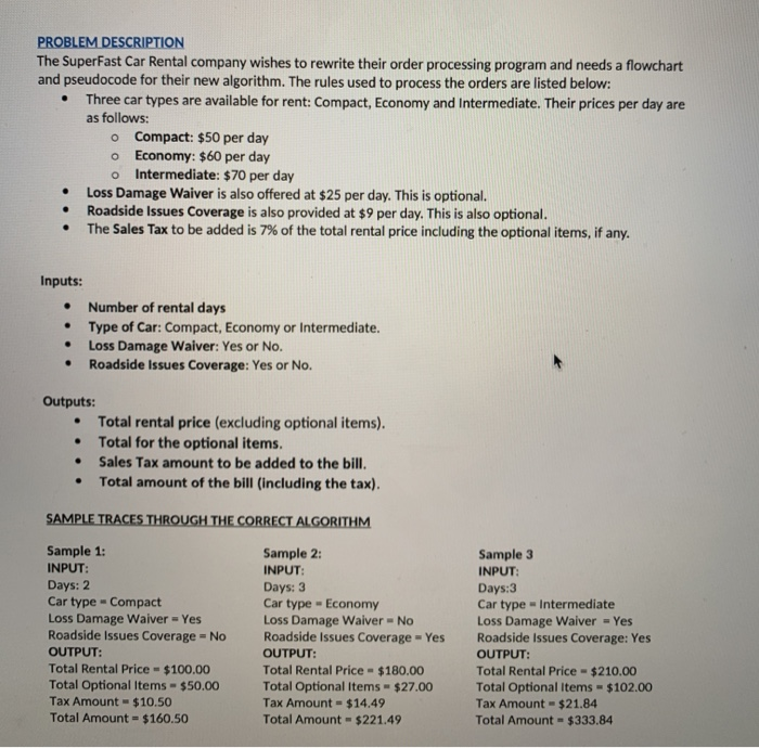 Solved Write the pseudocode and design the flowchart that | Chegg.com