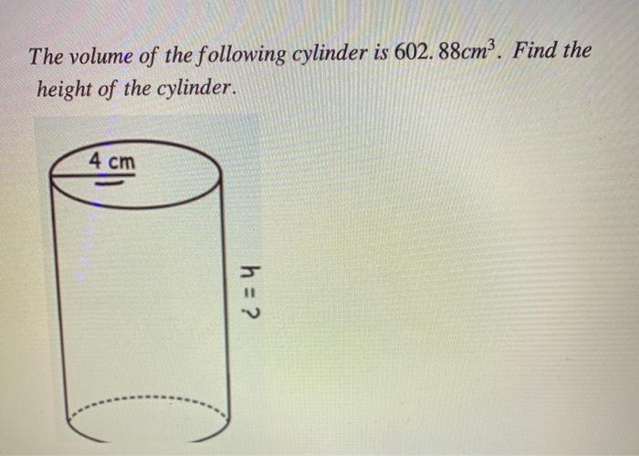 Find the height of a deals cylinder