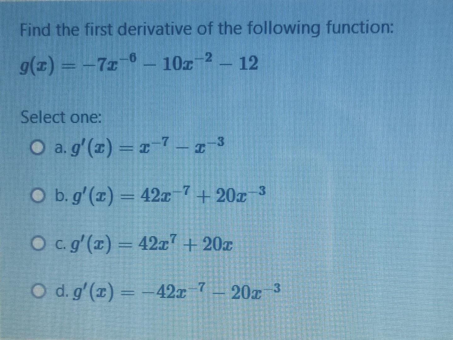 Solved Find The First Derivative Of The Following Function 4233