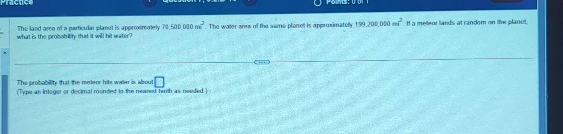 Solved The land area of a particular planet is approximately | Chegg.com