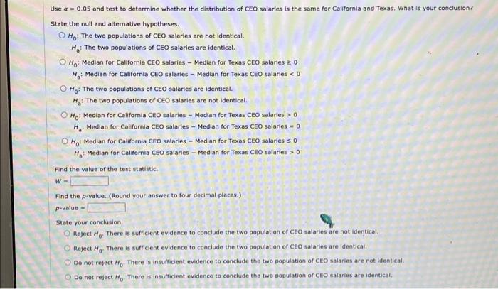 Solved salaries from that year for CEOs who work for | Chegg.com