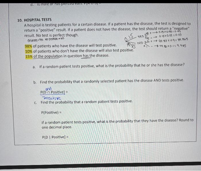 Solved HOSPITAL TESTS A hospital is testing patients for a | Chegg.com
