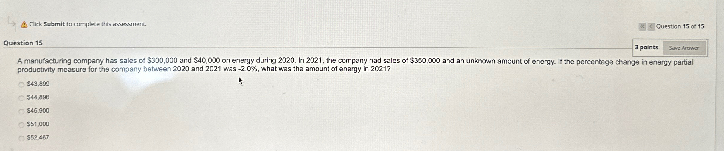 Solved Click Submit To Complete This Assessment Question 15 Chegg