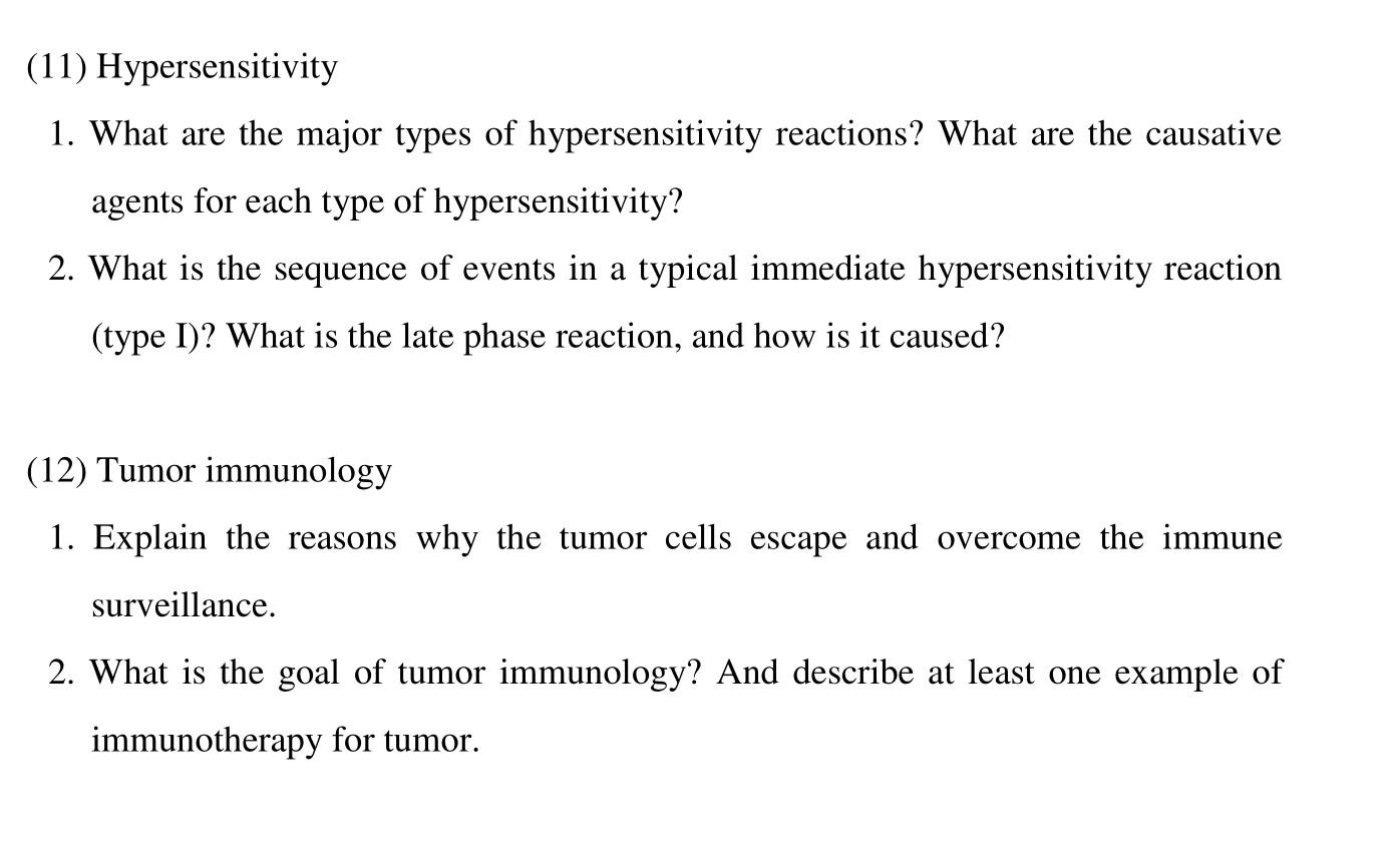 Hypersenitivity Types Solved (11) Hypersensitivity 1. What are the major types of | Chegg.com