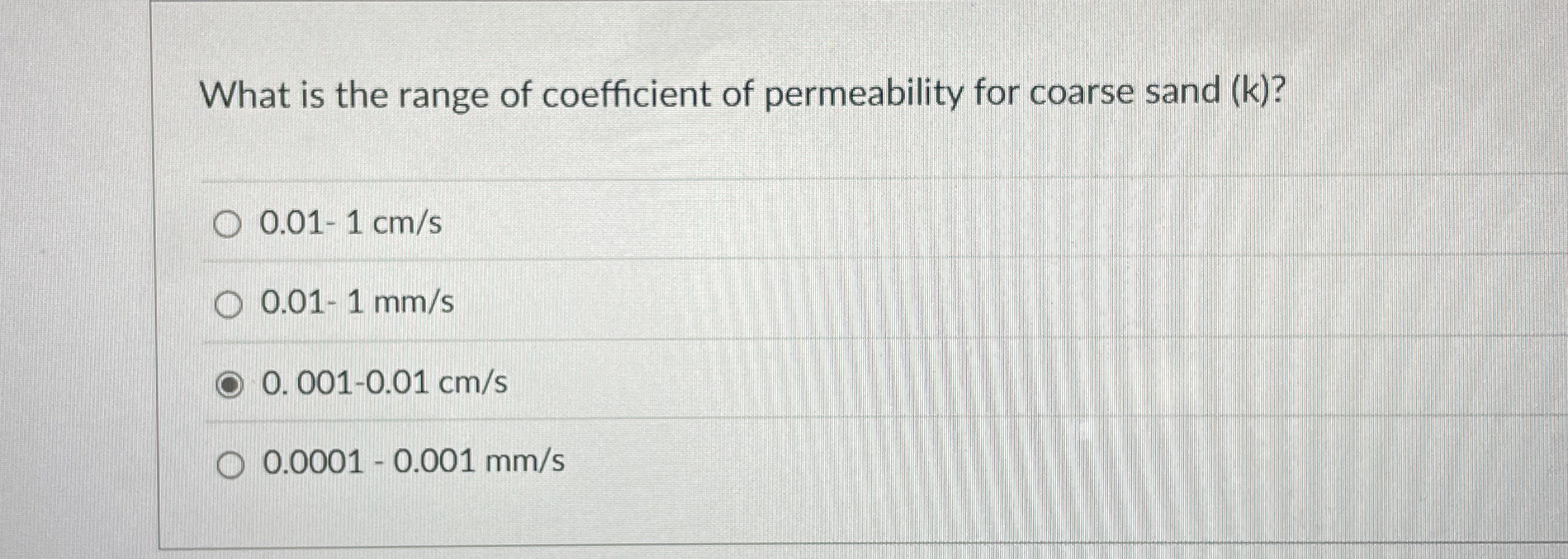 Solved What is the range of coefficient of permeability for | Chegg.com