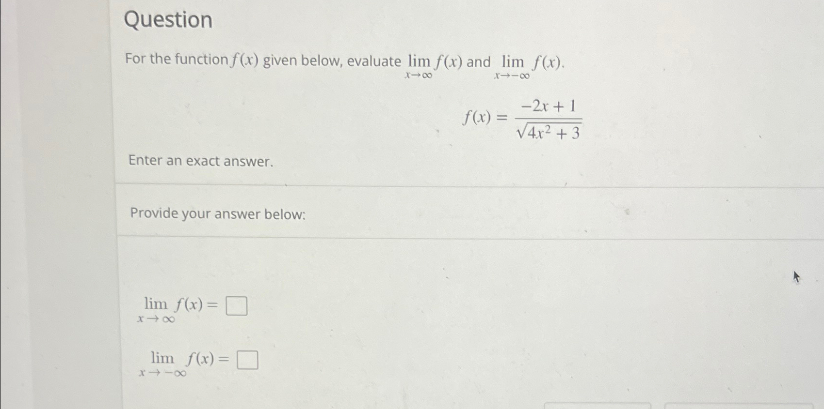 Solved Questionfor The Function F X ﻿given Below Evaluate