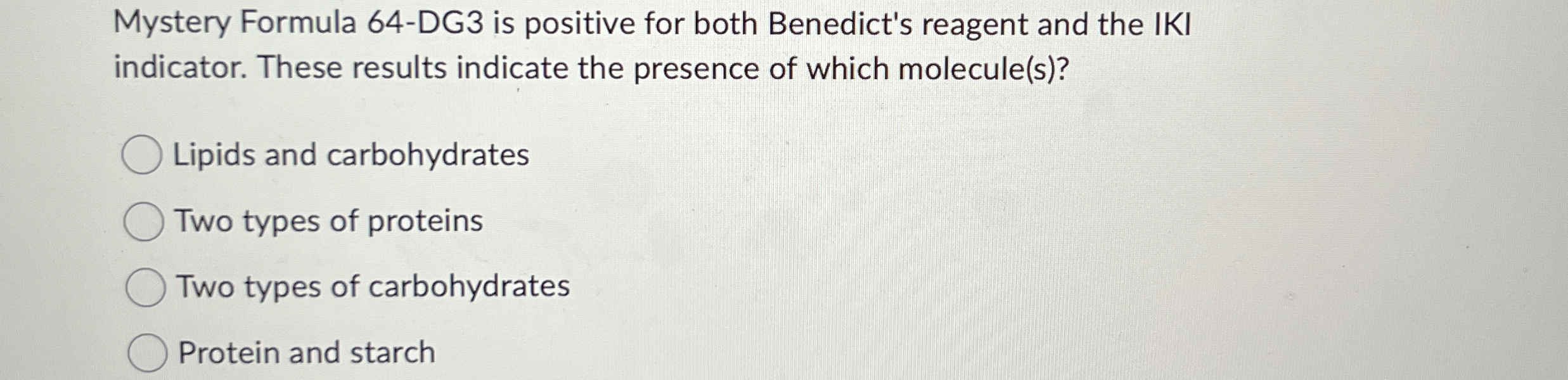 Solved Mystery Formula 64-DG3 ﻿is positive for both | Chegg.com