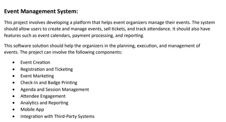 Event Management System: This project involves | Chegg.com
