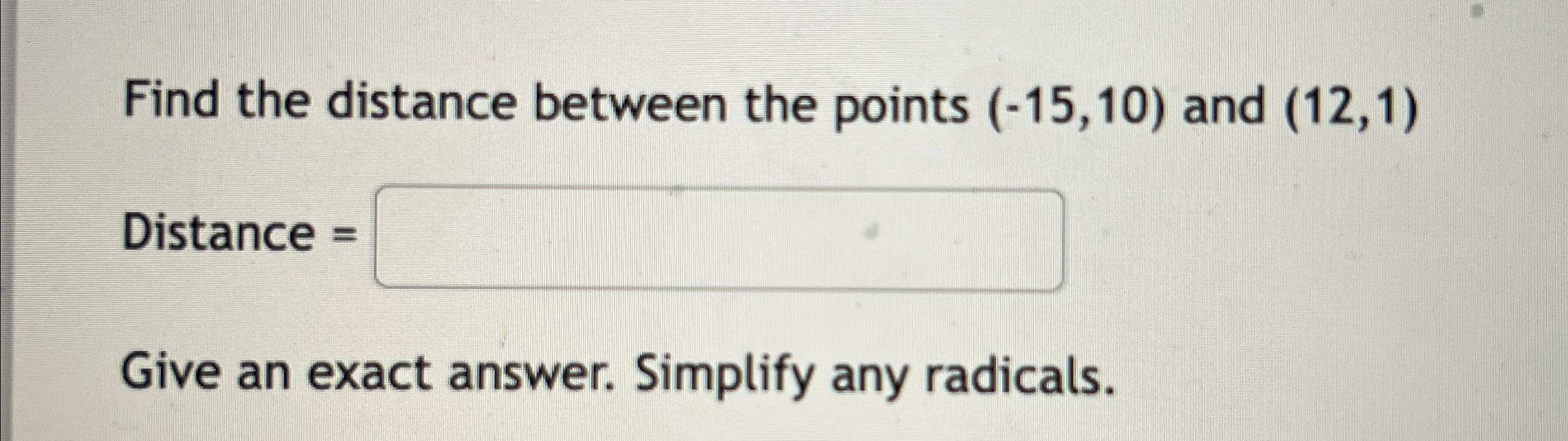 Solved Find The Distance Between The Points 15 10 ﻿and