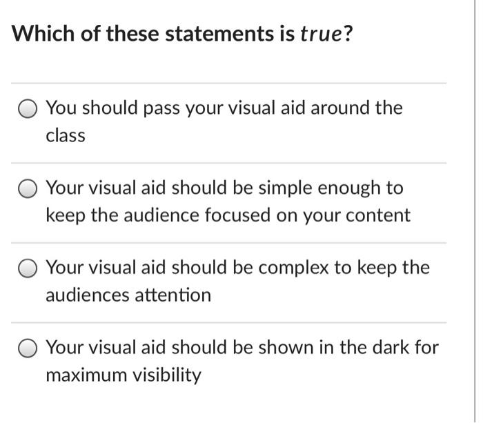 Solved Which of these statements is false? Effective visual | Chegg.com