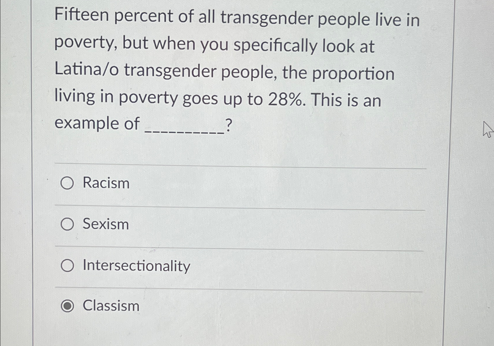 Solved Fifteen percent of all transgender people live in | Chegg.com