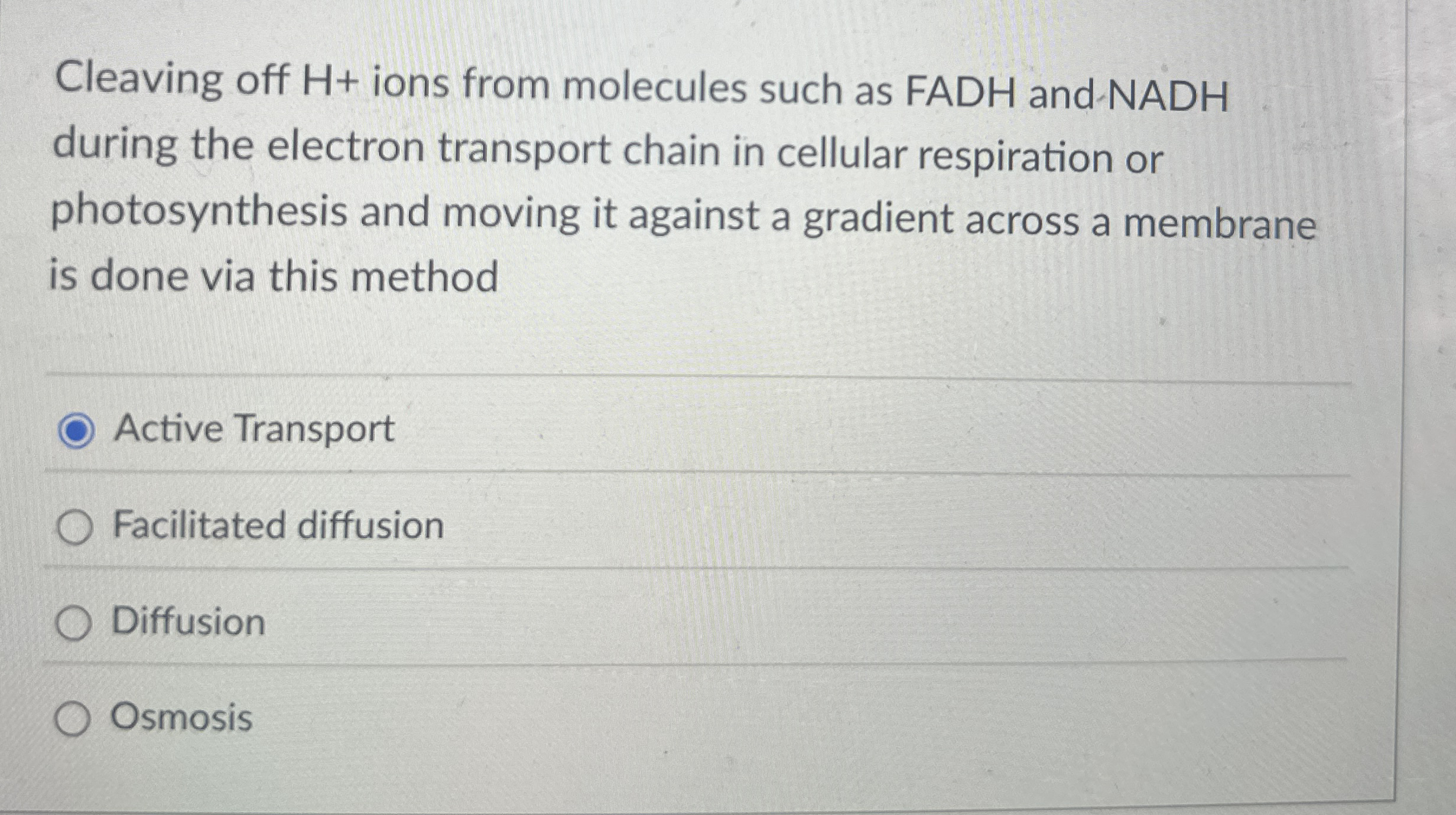 Solved Cleaving off H ﻿ ions from molecules such as FADH and | Chegg.com