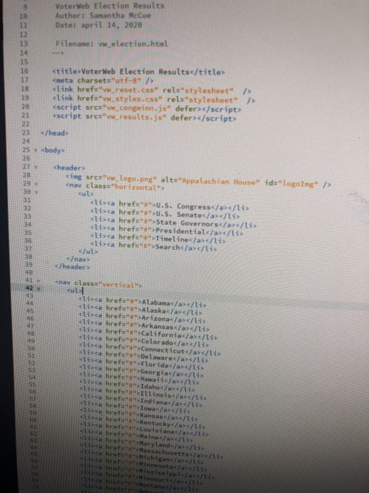 Solved 1L 806 HTML and CSS Tutorial 10 Explo oring Arrays, | Chegg.com