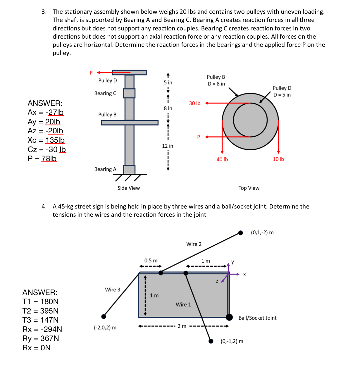 Solved 3. ﻿The stationary assembly shown below weighs 20lbs | Chegg.com