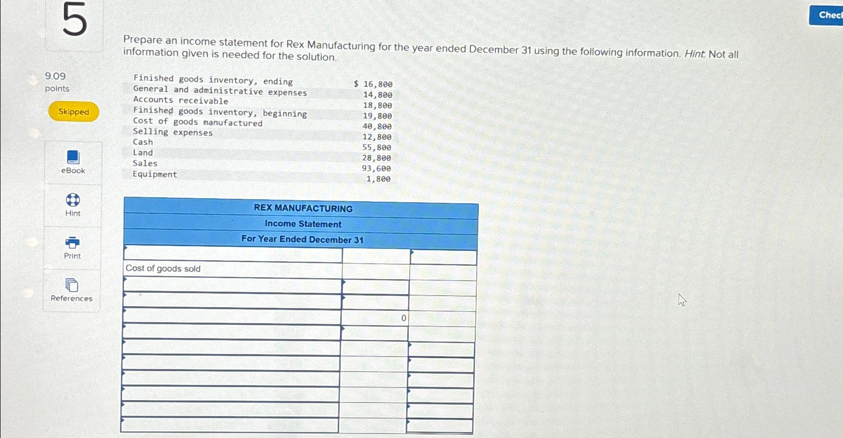 Help Me Solve This Question! Prepare An Income | Chegg.com