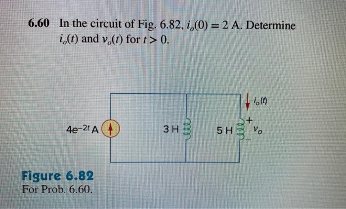 Solved 6.60 In the circuit of Fig. 6.82, i (0) = 2 A Solved 6.60 In the circuit of Fig. 6.82, i (0) = 2 A