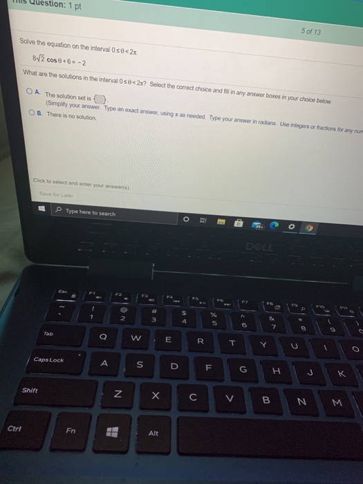 Solved This Question: 1 pt 4 of 13 Solve the equation on the | Chegg.com