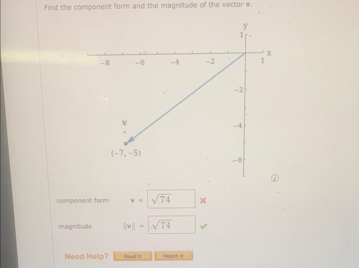 Solved Find the component form and the magnitude of the | Chegg.com