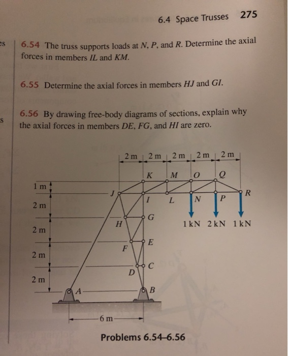 Solved 275 6.4 Space Trusses 0.54 The truss supports loads | Chegg.com