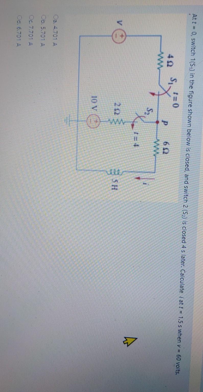 Solved At t = 0, switch 1(54) in the figure shown below is | Chegg.com