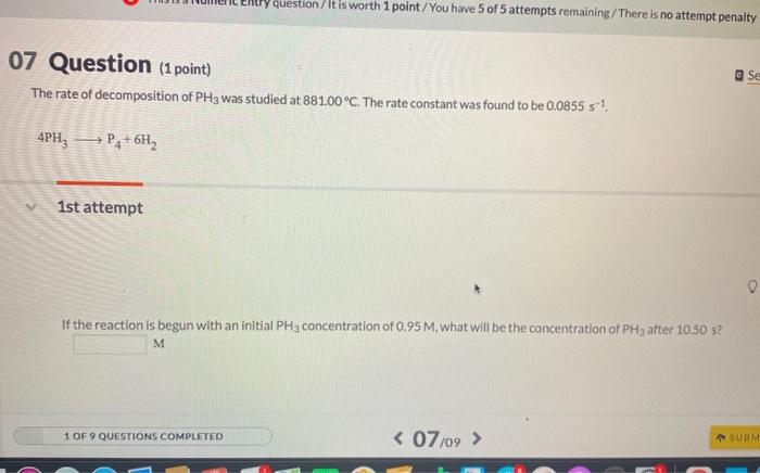 Solved try question/ It is worth 1 point/You have 5 of 5 | Chegg.com
