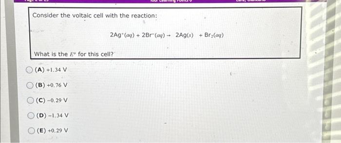 Solved Consider the voltaic cell with the reaction: Tour | Chegg.com