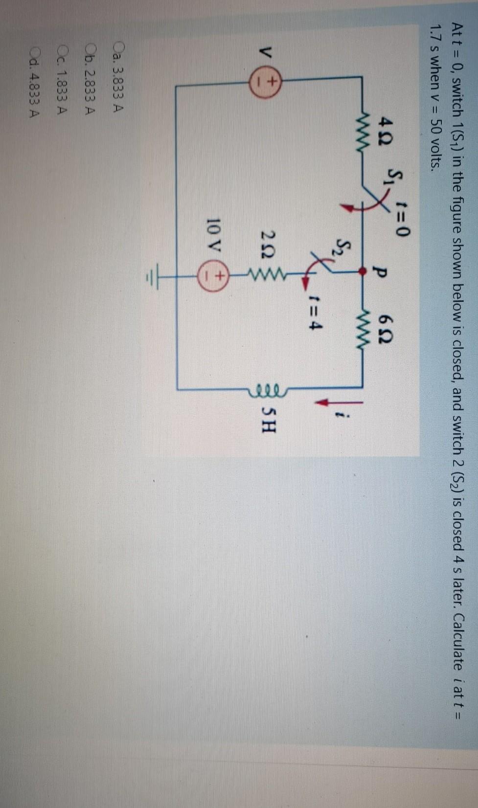 Solved At t = 0, switch 1(S1) in the figure shown below is | Chegg.com