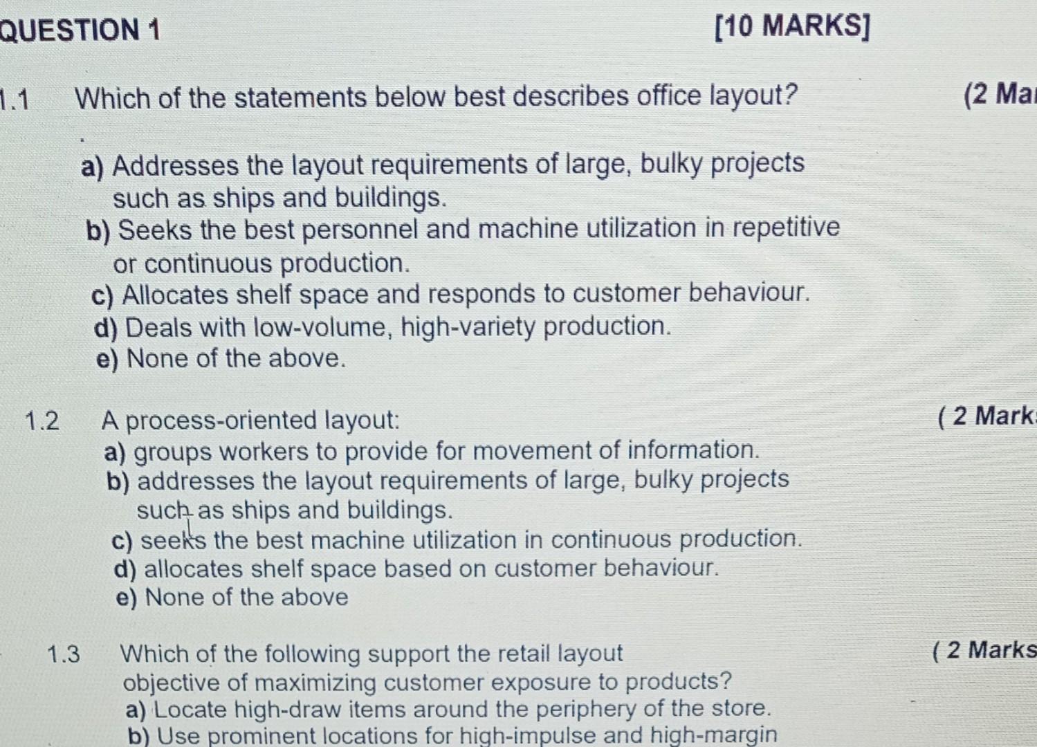 Solved 1 Which of the statements below best describes office | Chegg.com