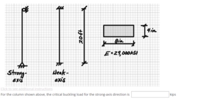 Solved zoft 81 E 29,000KS/ A Strong Weak- axis axt For the | Chegg.com