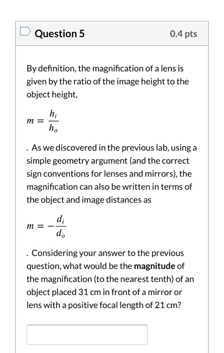 Solved D Question 1 0.4 pts In the previous lab, we found | Chegg.com