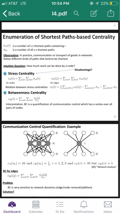 Solved T Lte Back 10 54 Pm 14pdf 4 22 D Co Closeness Centrality Length Shortest Path Vievc1 Jer Q