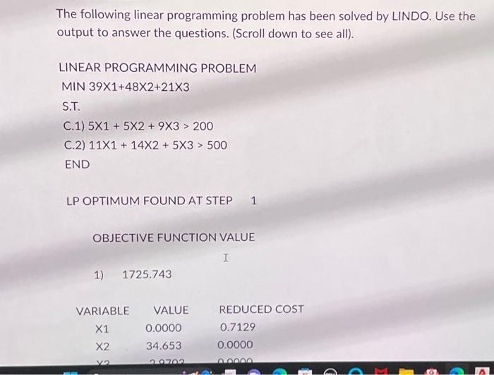 Solved The Following Linear Programming Problem Has Been | Chegg.com