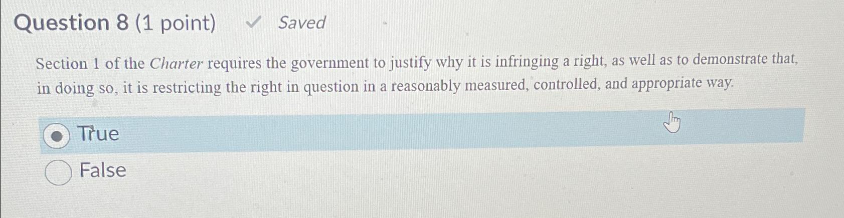 Solved Question 8 (1 ﻿point) ﻿SavedSection 1 ﻿of the | Chegg.com