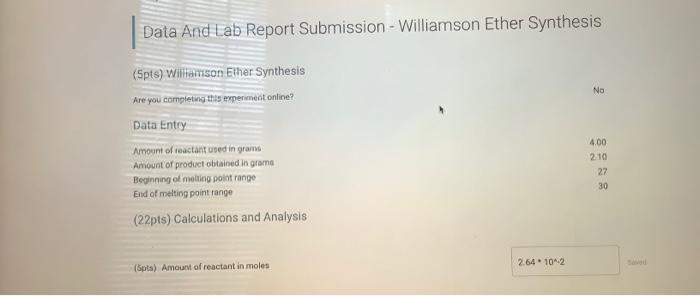 williamson ether synthesis lab report