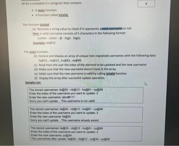 Solved 6 Write a complete C++ program that contains: • A | Chegg.com
