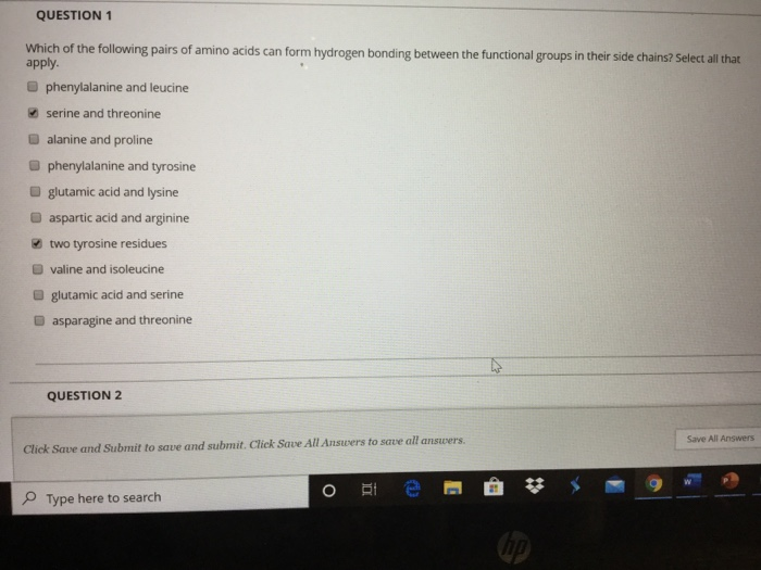 Solved QUESTION 1 Which of the following pairs of amino | Chegg.com